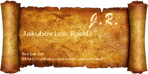 Jakubovics Radó névjegykártya